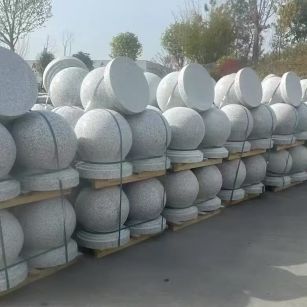抚顺 白麻花岗岩石材圆球，石球，挡车球，隔离球，景观石球，风水球等