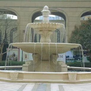 抚顺 黄金麻花岗岩异型加工——户外庭院石雕流水喷泉