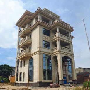 抚顺 黄金麻花岗岩石材别墅外墙干挂搭配（雕花栏杆花瓶柱门楼罗马柱）