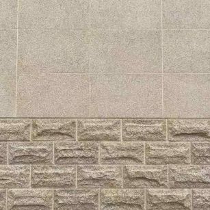 抚顺 黄金麻自然面蘑菇石配荔枝面干挂