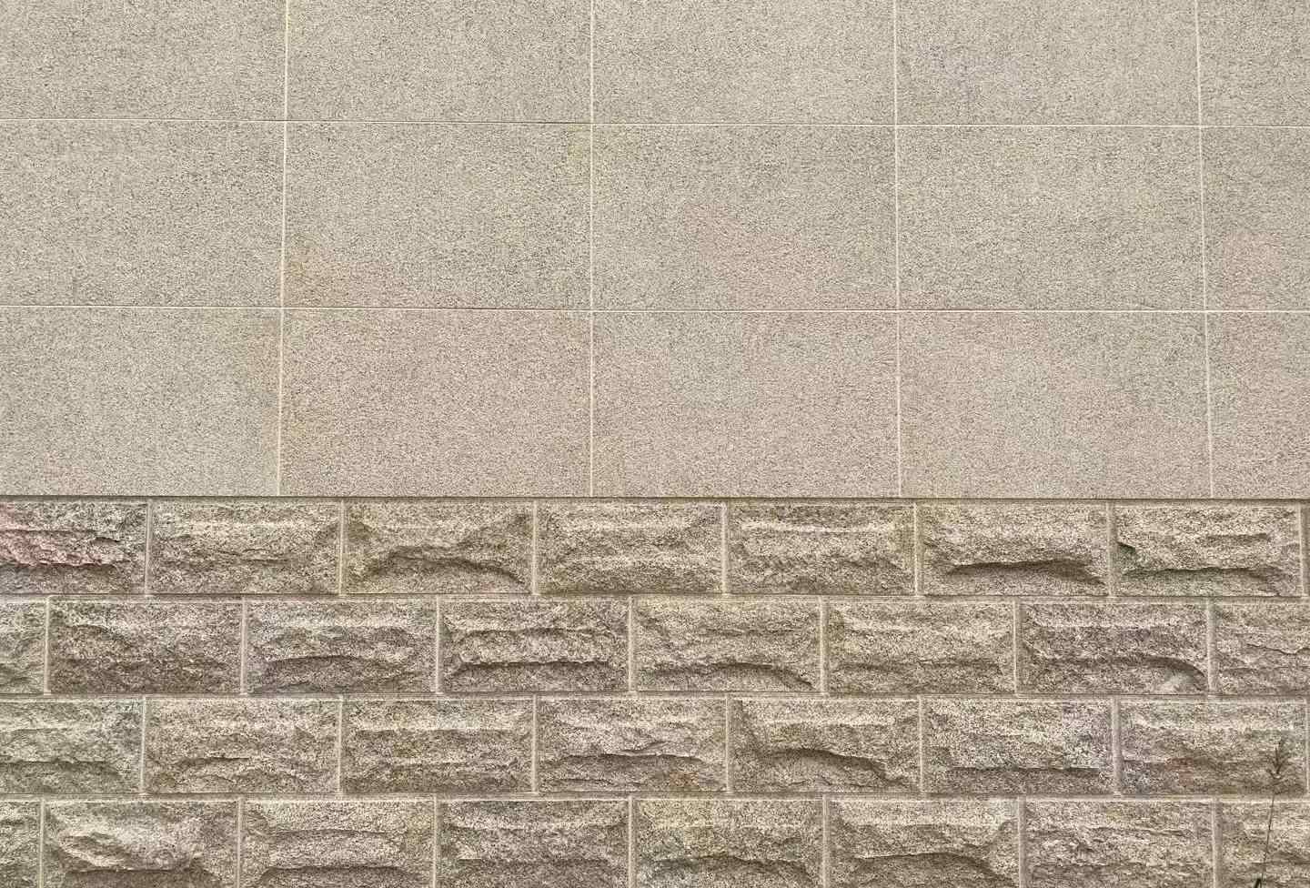 抚顺 黄金麻自然面蘑菇石配荔枝面干挂