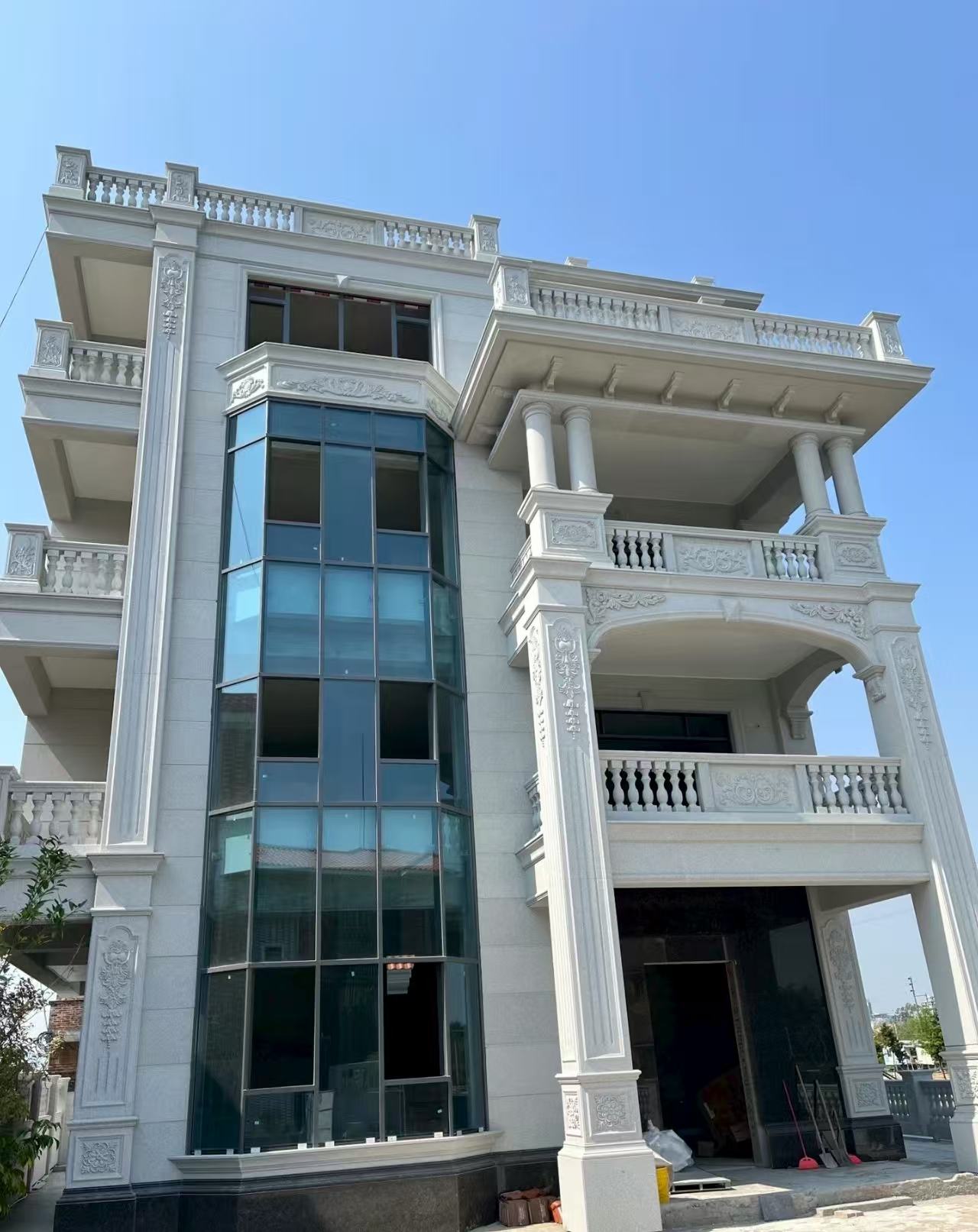 抚顺 白麻花岗岩别墅外墙干挂效果展示