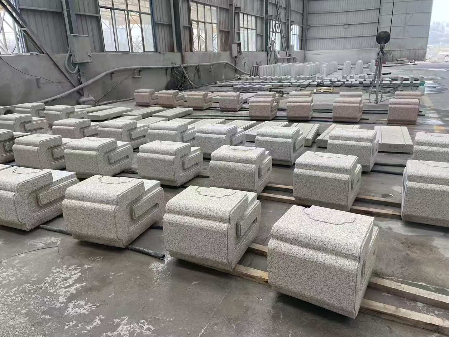 抚顺 白麻花岗岩异形加工-石凳，坐凳