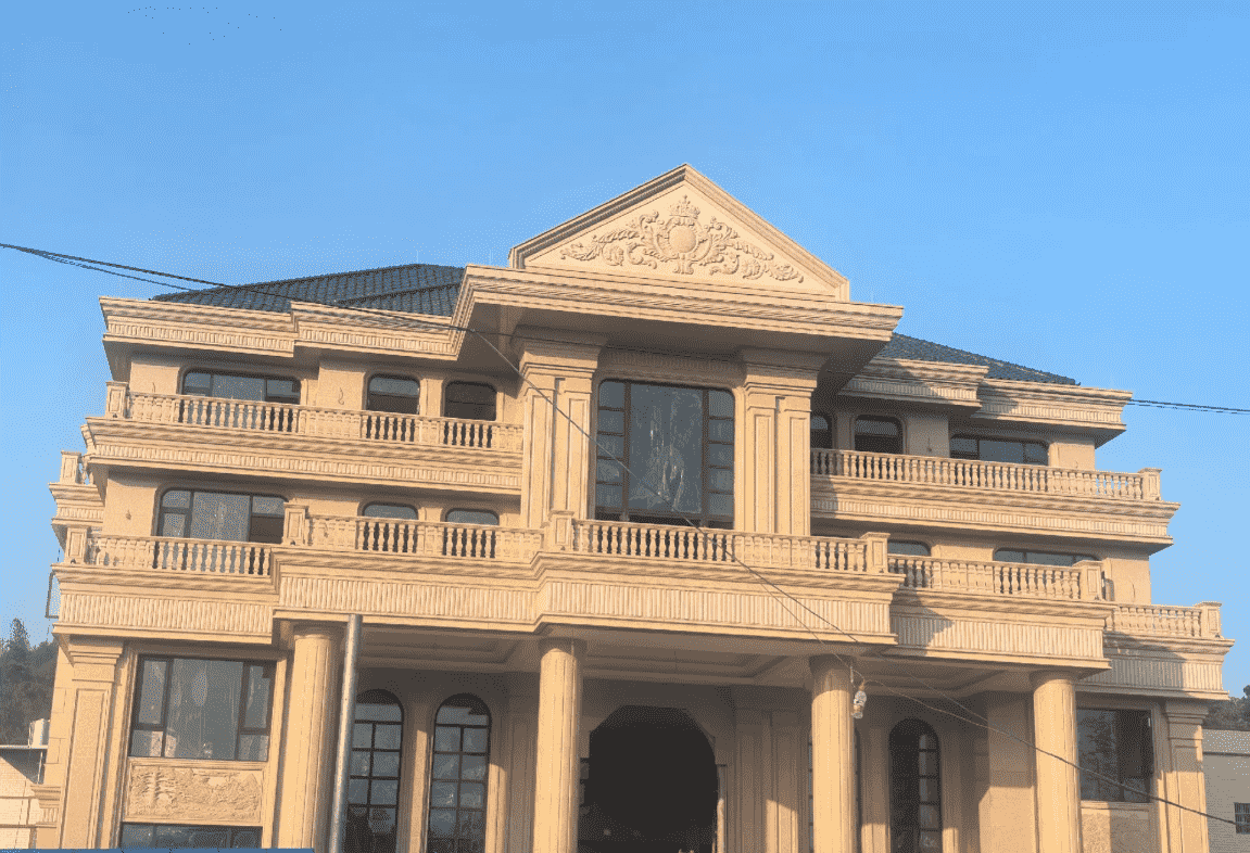 抚顺黄金麻别墅外墙干挂石材效果示例